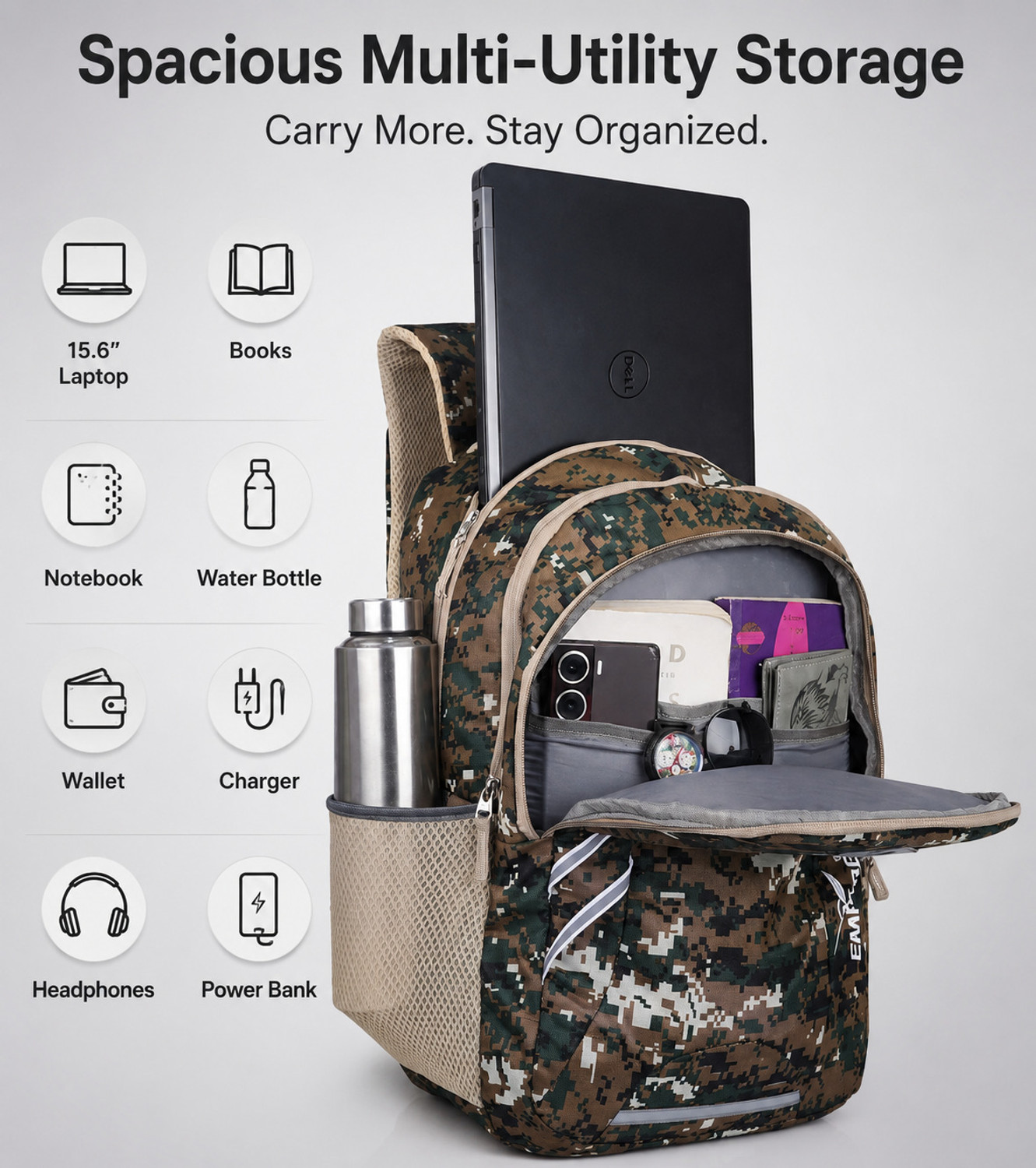 Image of EMPIRE Casual Polyester Laptop Travel Office College School Unisex Backpack 35 L Laptop Backpack
