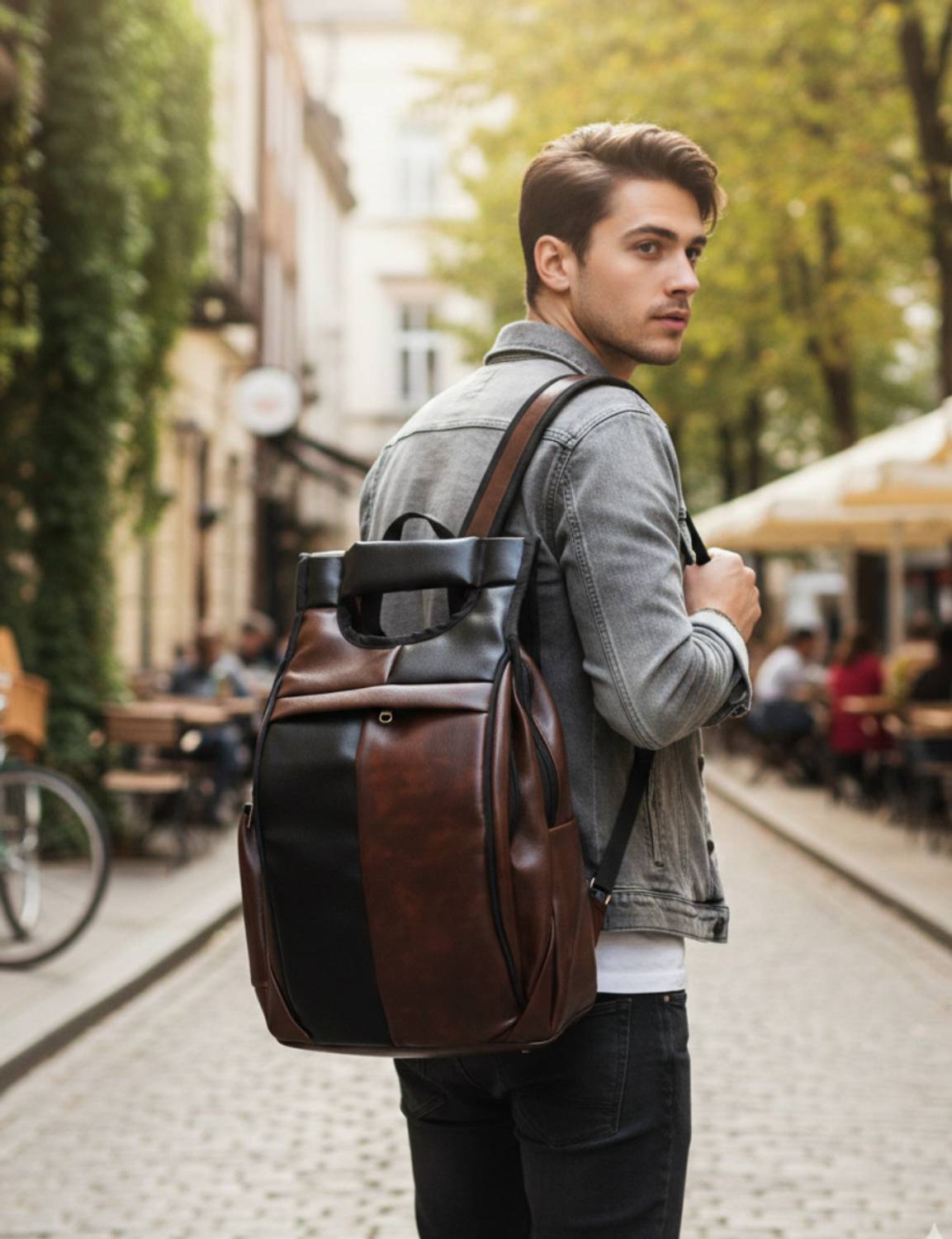 FLY BOYZ 28L Leather Laptop Backpack - Image 4