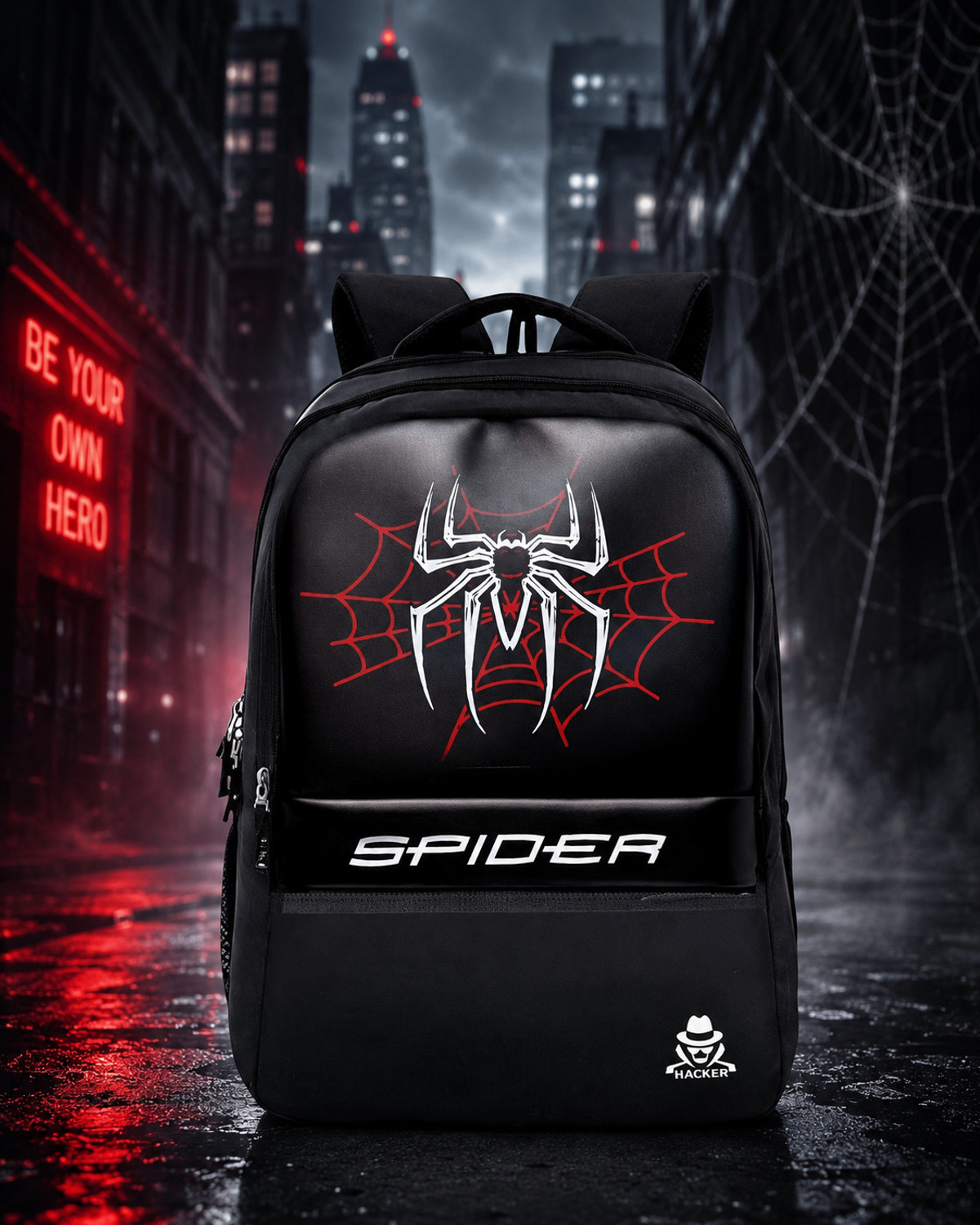 Image of Finchclub Spider Printed Backpack for Boys & Girls College School Travel Bag 25 L Laptop Backpack