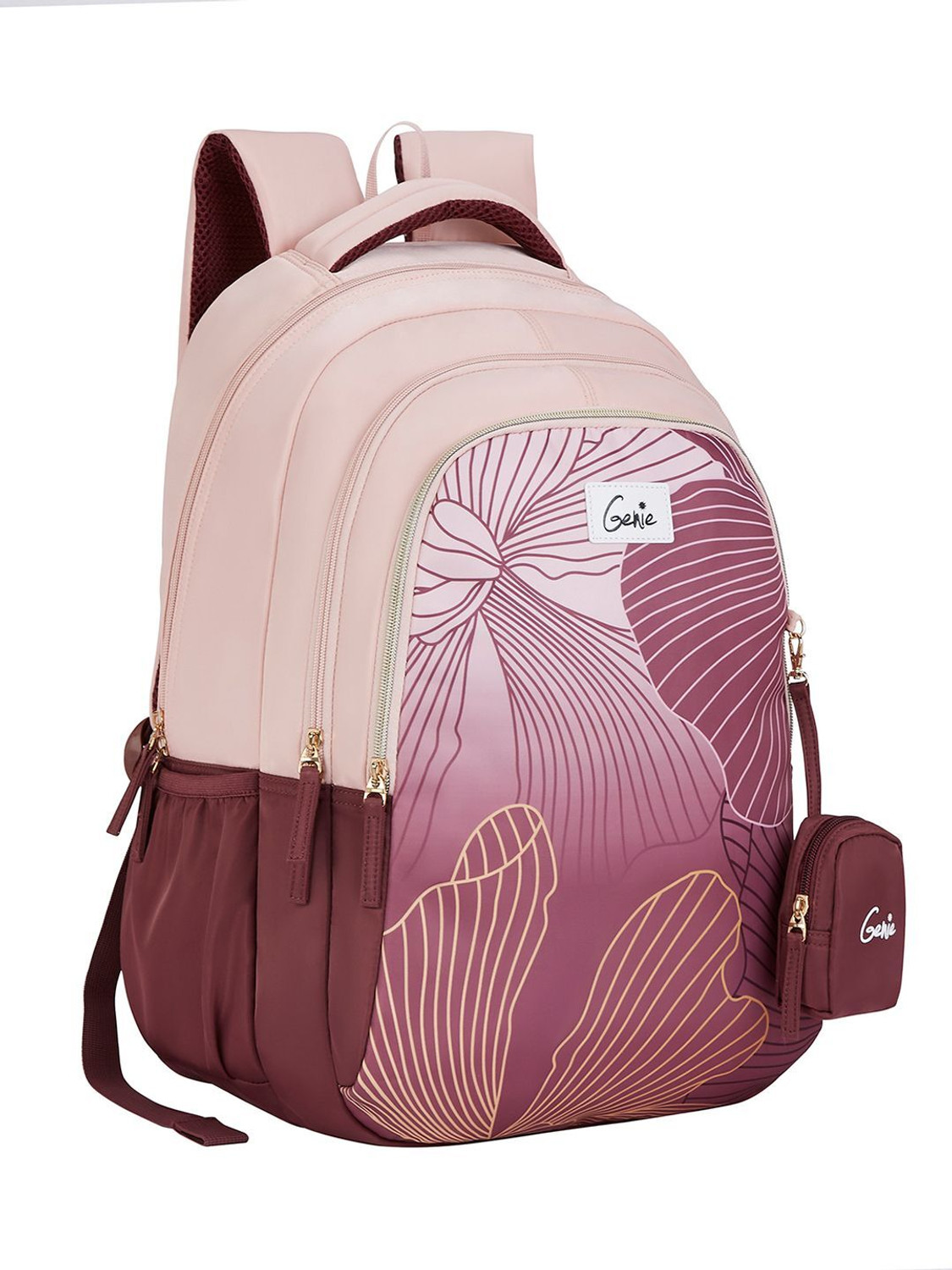 Image of Genie Large 36 L Backpack Emberlit School Backpack For Girls |19 Inch - Rust (Beige, Maroon)