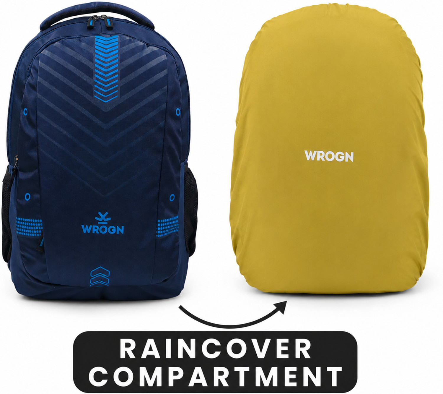 Image of WROGN Large 45 L Laptop Backpack Unisex Zipster with USB Port, Rain Cover (Blue) 45 L Laptop Backpack