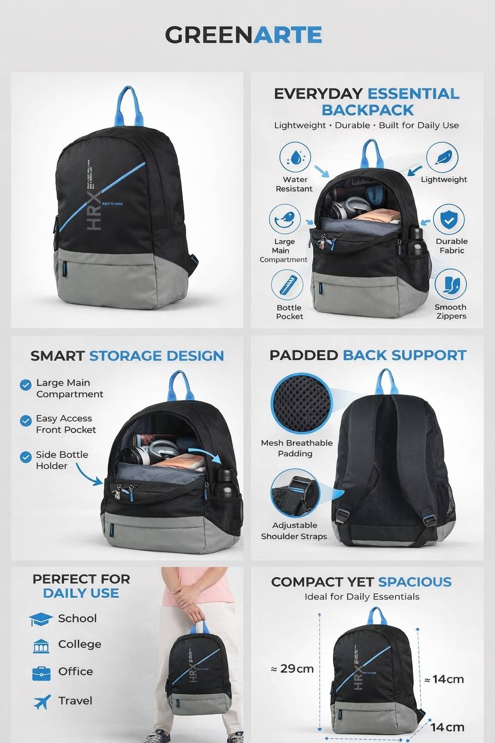 HRX 23L Unisex Casual Backpack - Image 5
