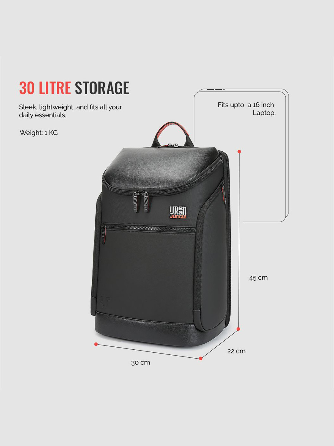 Image of Urban Jungle Gateway Workpack, 30Ltrs - Black 30 L Laptop Backpack