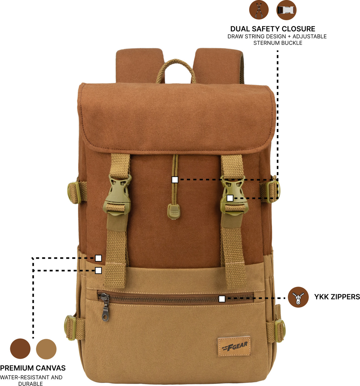 Image of F Gear Canyon Chestnut Khaki 18 L Laptop Backpack