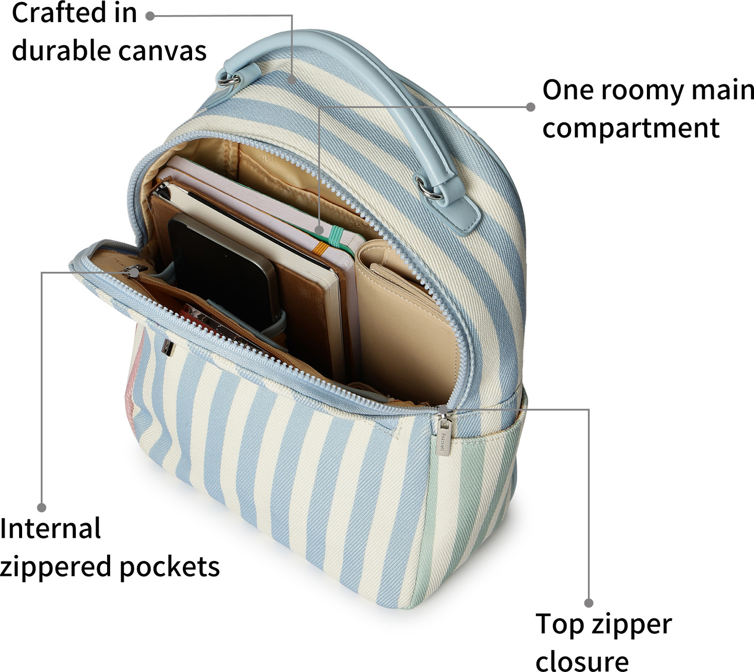 Image of Fastrack Pastel Stripe Canvas Backpack 8.8 L Backpack