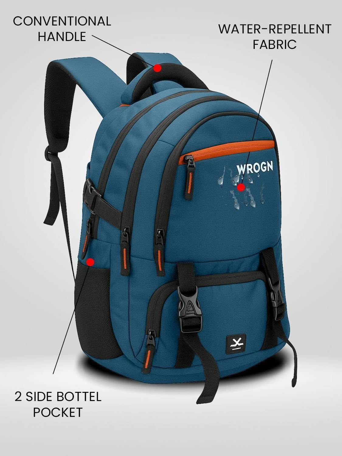 WROGN 40L Blue Laptop Backpack - Image 4