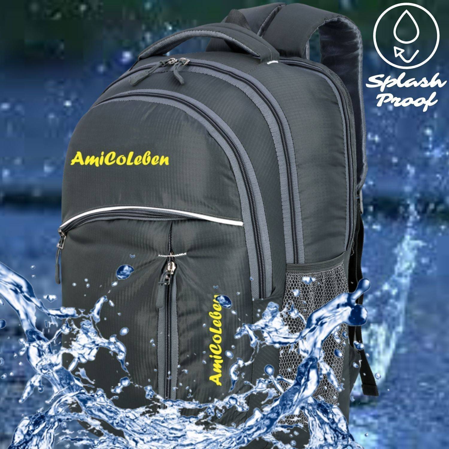 Amicoleben Stylish Water-Resistant Fabric for Everyday Use at School, College, and Office 34 L Laptop Backpack