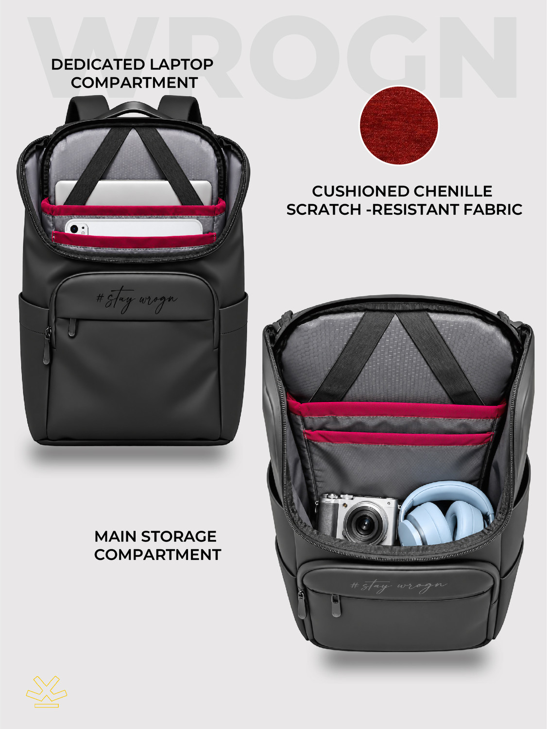 Image of WROGN Large 40 L Laptop Backpack Business Prime Laptop Backpack with Anti Theft Pocket & Luggage Strap (Black)