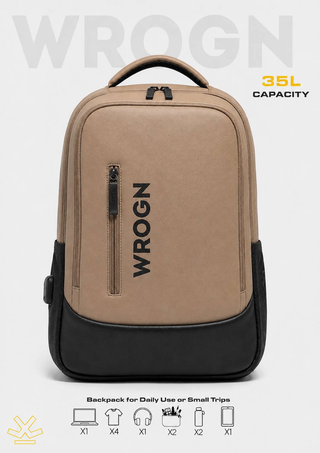WROGN 35L 15.6 inch Laptop Backpack with USB - Image 5