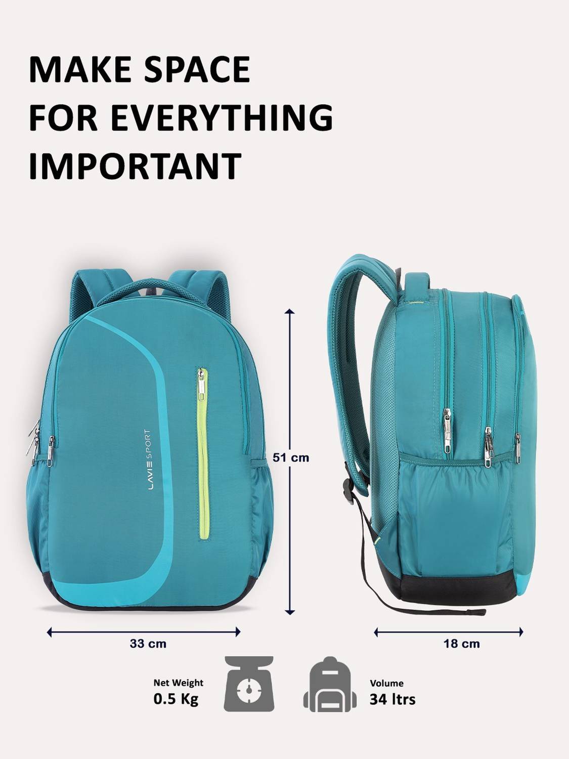 Lavie Sport Zolt X Laptop 34 L Laptop Backpack Teal - Price in