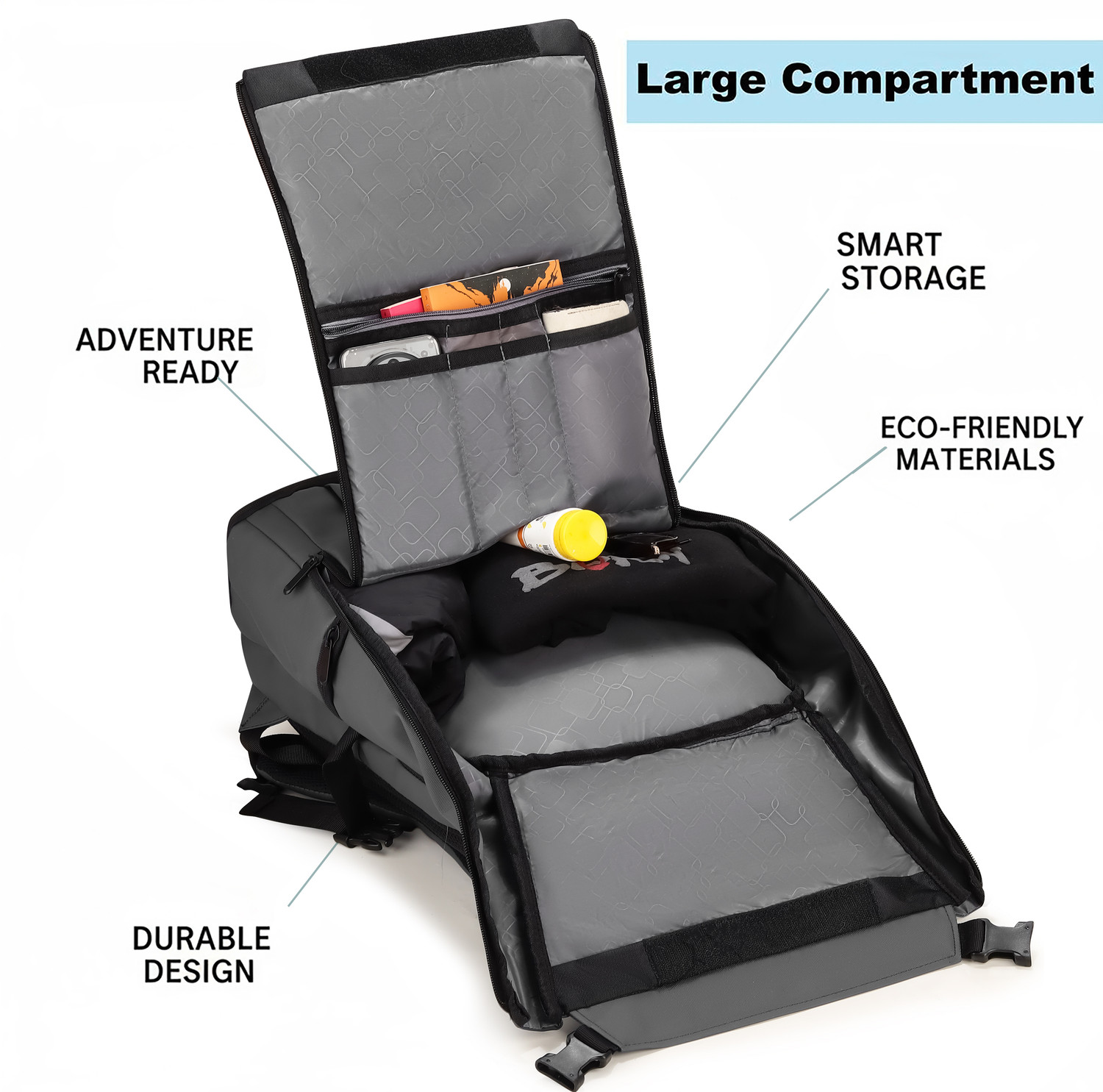 Image of veluvia Large 40 L Laptop Backpack BACKPACK TRAVELMATE 40L LARGE COMPARTMENT LAPTOP BAG (Grey)