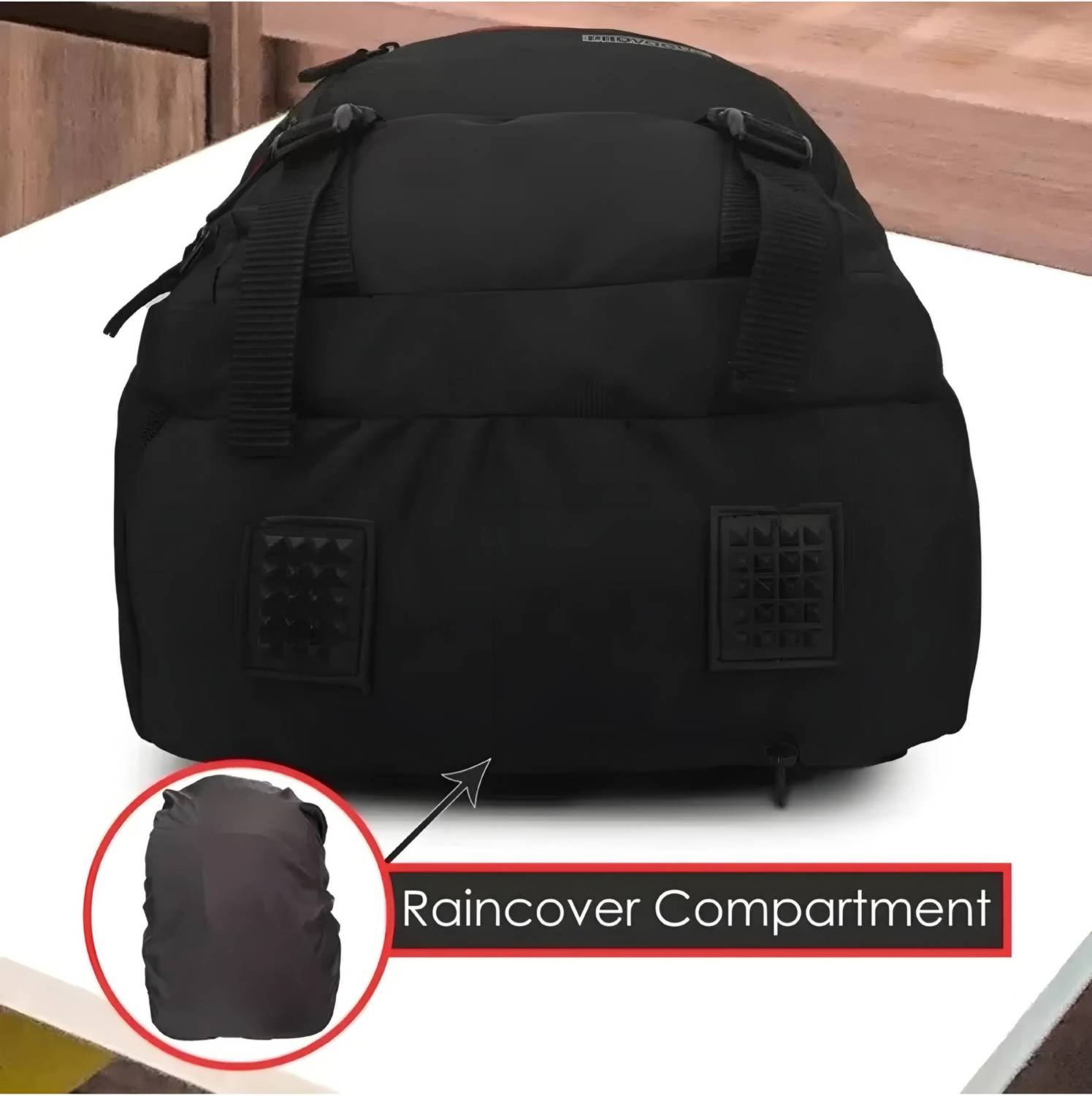 HouseOfCommon 40L Laptop Backpack with USB Port and Rain Cover (Black) - Image 4