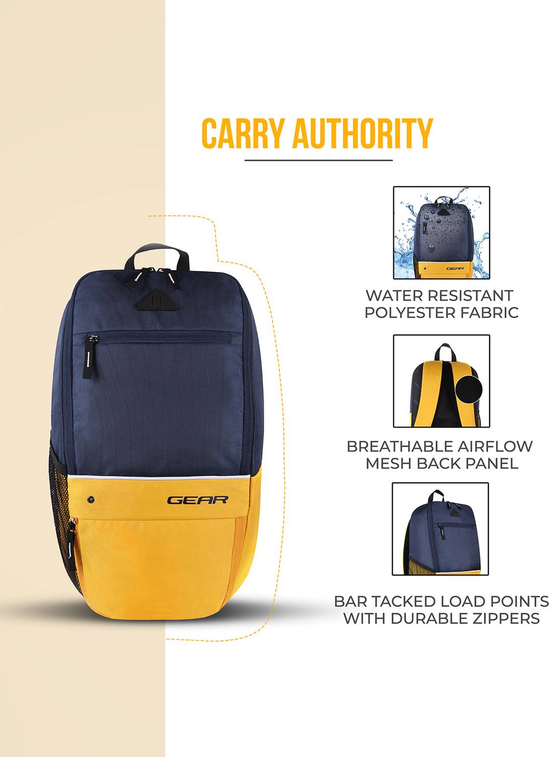 L GEAR SOLID Δ　PREMIUM PACK Gear SUPERIOR XL BACKPACK 17 L Backpack NAVY-YELLOW - Price in