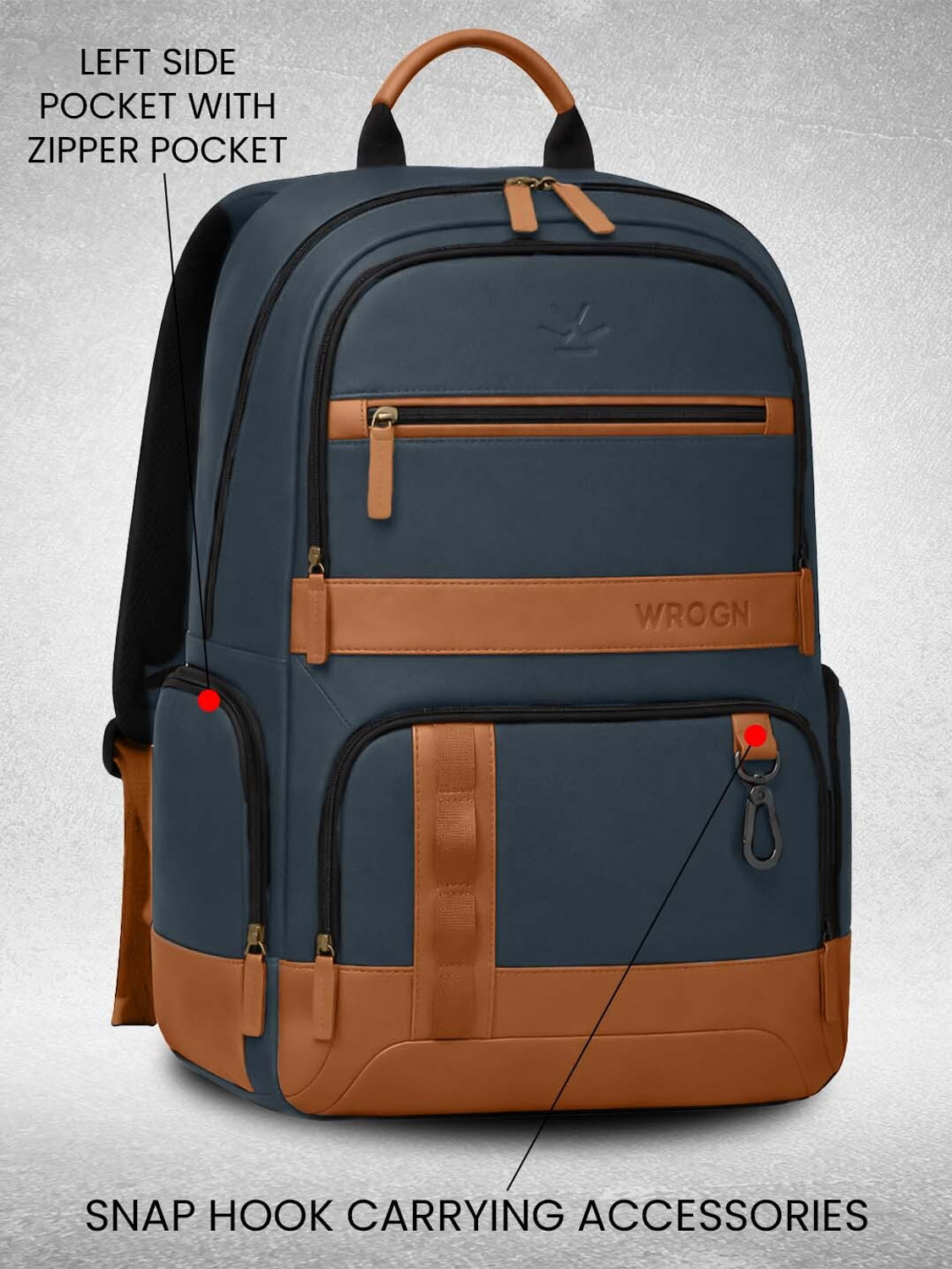 Image of WROGN Unisex Urban Heritage Pro Laptop Backpack with Anti Theft Pocket & Rain Cover 40 L Laptop Backpack