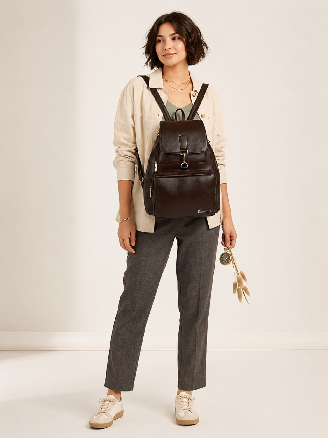 Image of SSignature's Faux Leather Backpack, Anti-Theft Travel Bag with Multi Compartments 15 L Backpack