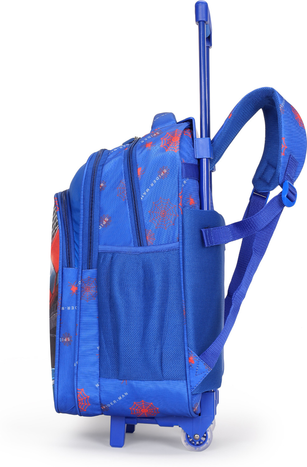 Image of MARVEL Large 42 L Backpack Original 18 inch Spider Man Kids Backpack Trolley Bag with 2 Wheel /School Bag (Blue)