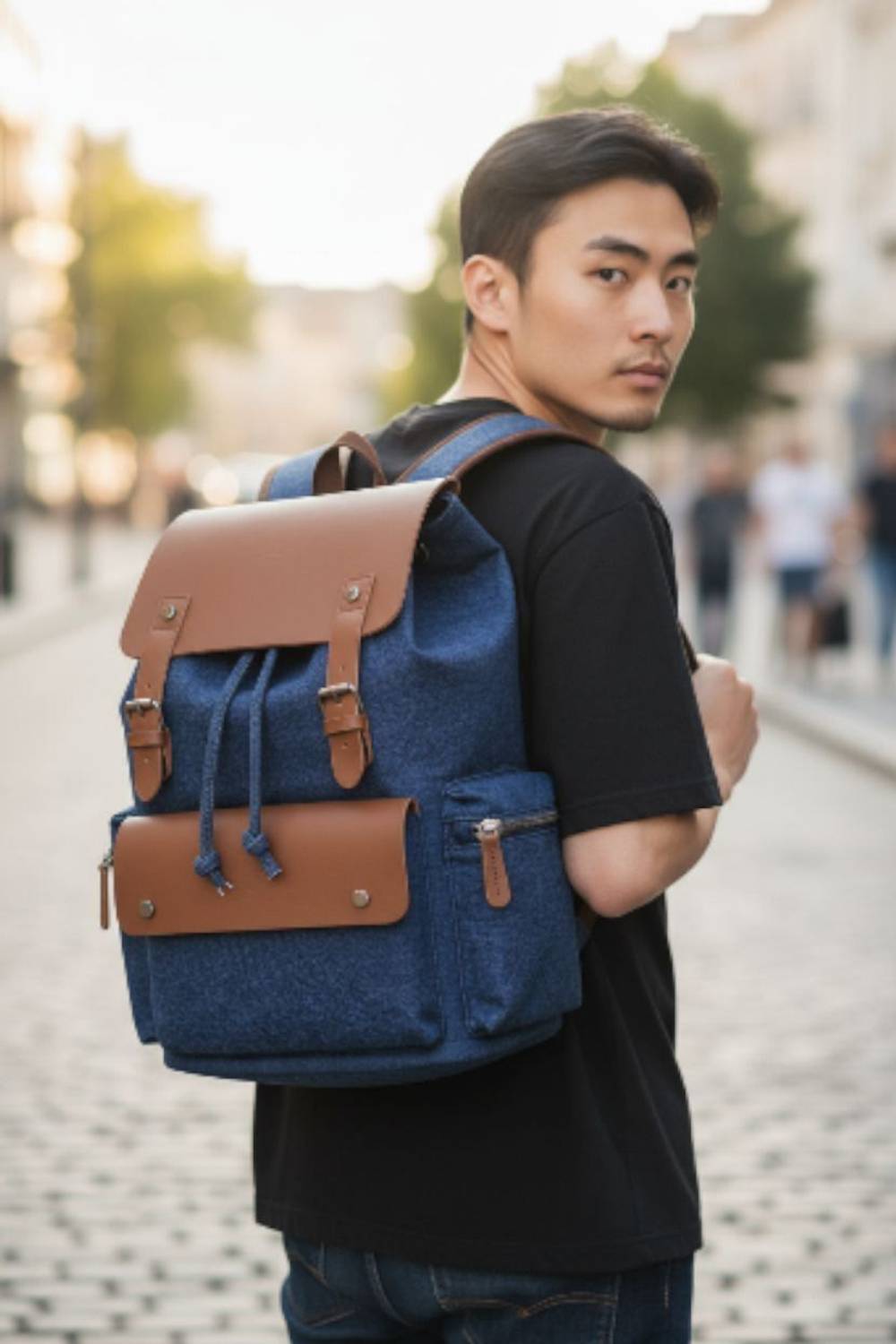 BIBO Trendy Canvas Laptop Backpack Brown 28L - Image 4