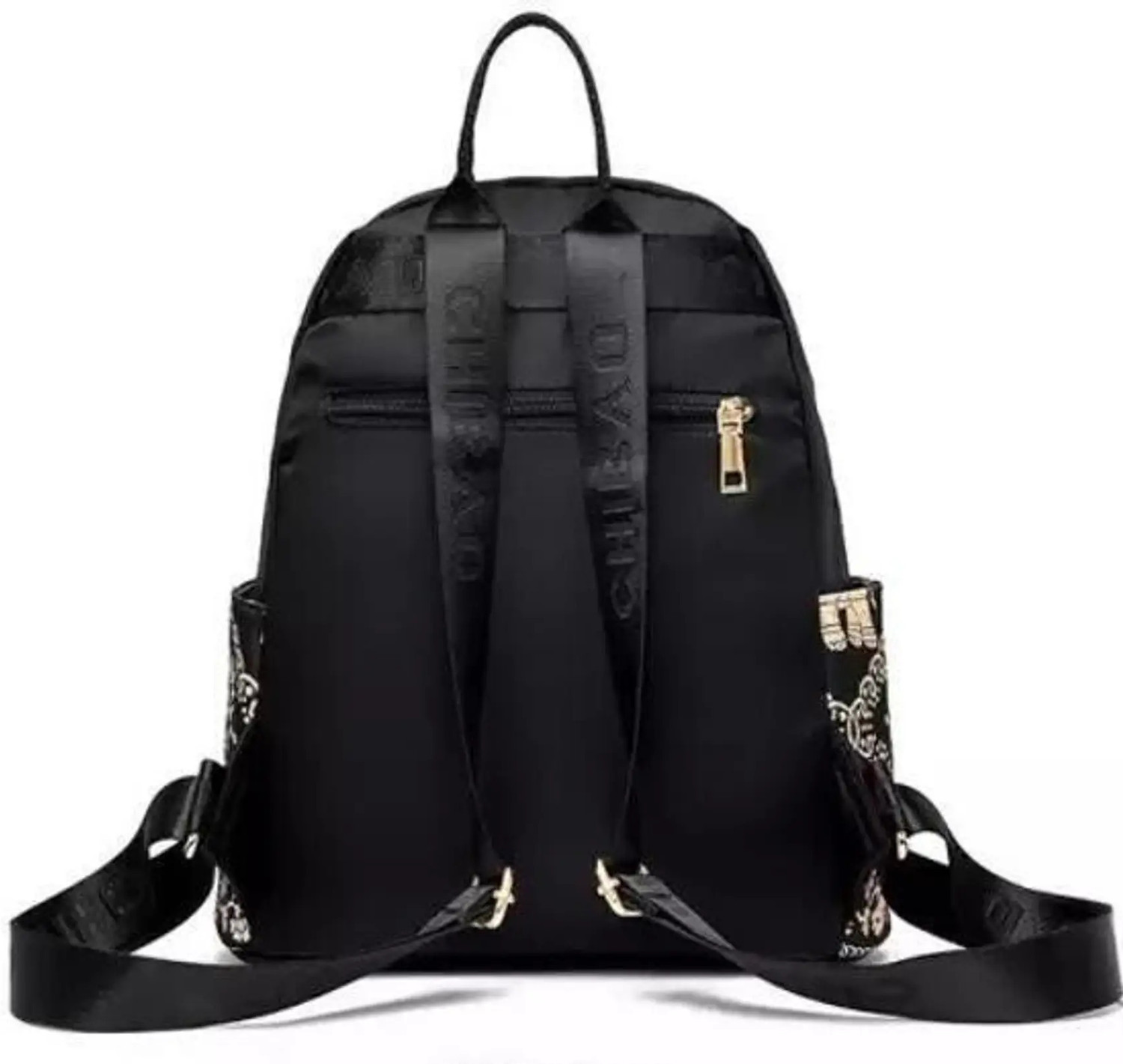 Image of speginic Trendy Black Backpack with Multicolor Leaf Print | Stylish & Spacious Travel Bag 15 L Backpack