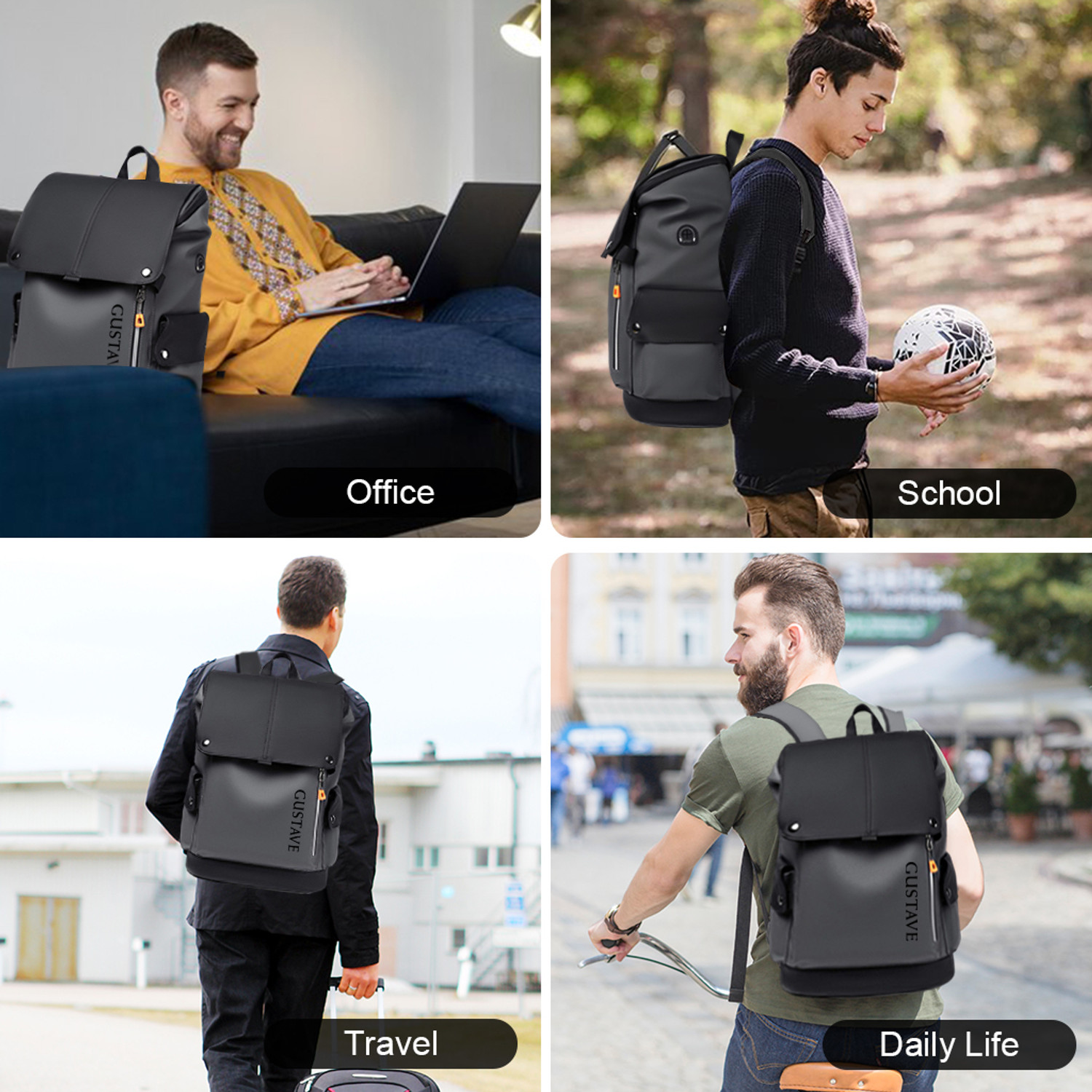 Image of gustave Laptop Backpack Fashion Men Shoulder Backpack Large Capacity Backpack 15.6 Inch 2.5 L Backpack