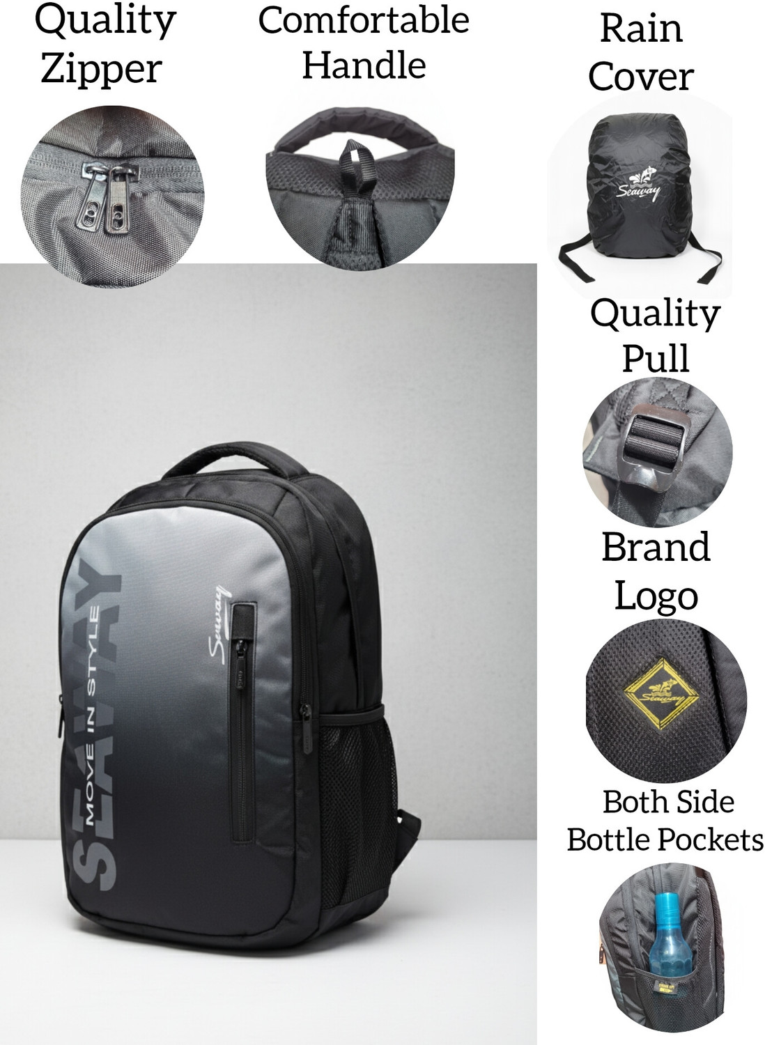 Image of Seaway Black gray 001 40 L Laptop Backpack