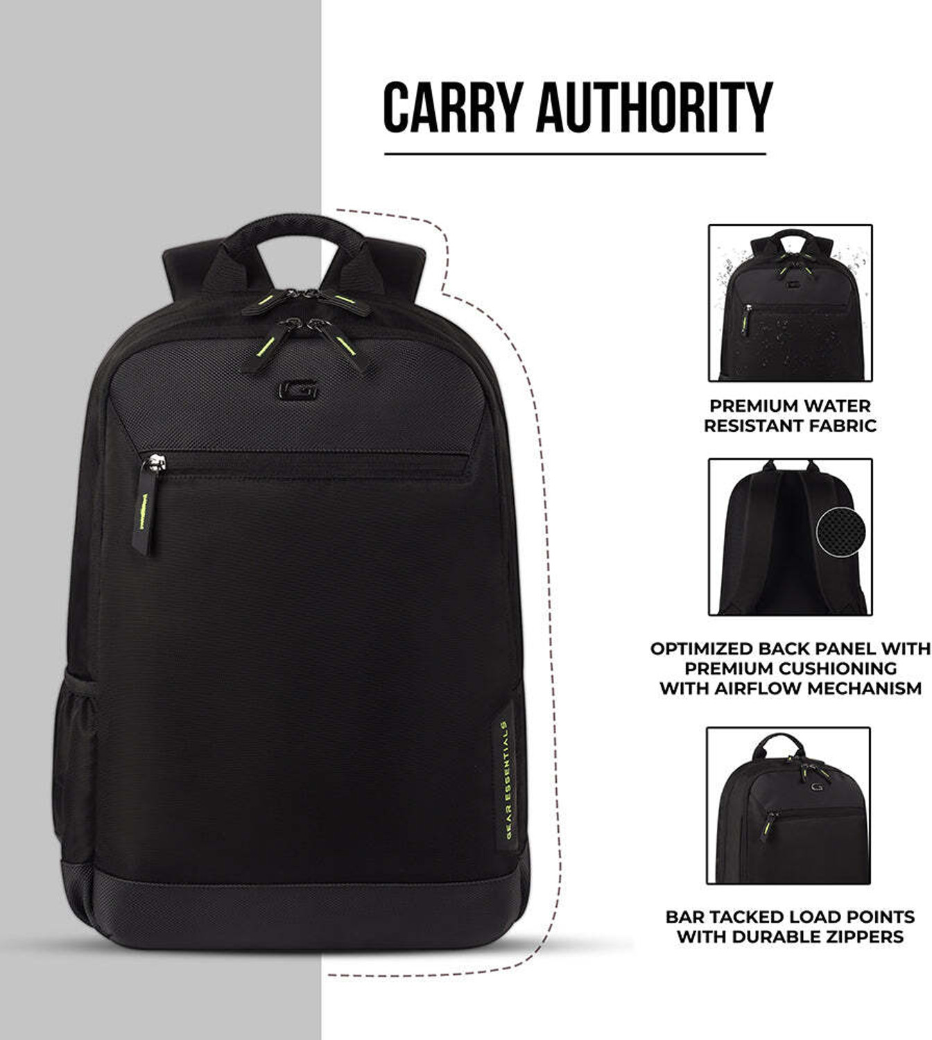 Image of Gear Medium 24 L Laptop Backpack Laconic 18 inch /24L Medium Laptop Backpack For Men /Women (Black) (Black)