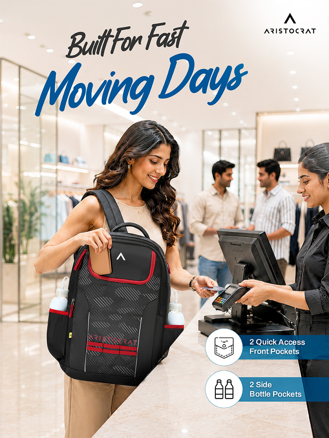 Image of ARISTOCRAT NRG Casual Backpack with 3 Specious Compartments and Quick-Access Front Pocket 42 L Backpack
