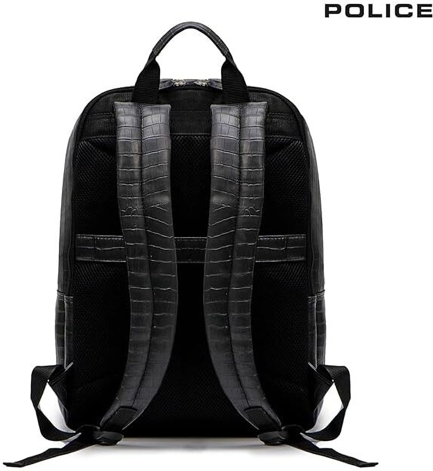 Image of Police Premium Croco Texture Double Compartment Laptop Backpack Black 35 L Laptop Backpack