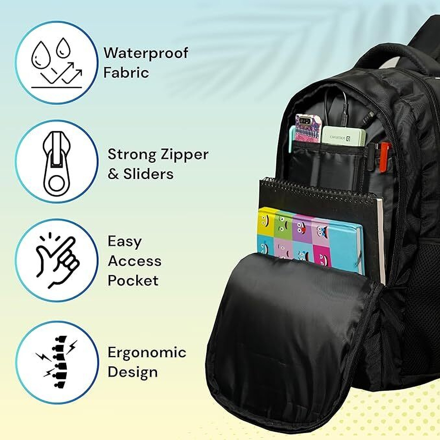 Image of SkyDuck Hacker Print Backpack for Boys Girls Stylish School College Bag Black 45 L Laptop Backpack