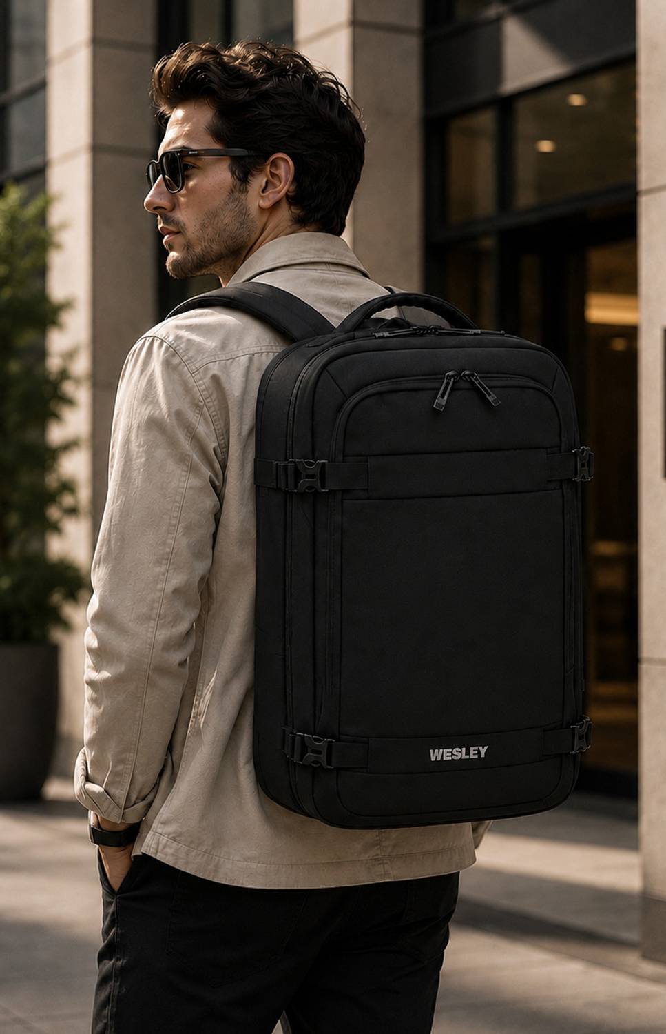 WESLEY Luxur Overnighter Expandable AntiTheft feature Weekender/business/Travel/luggage 45 L Laptop Backpack
