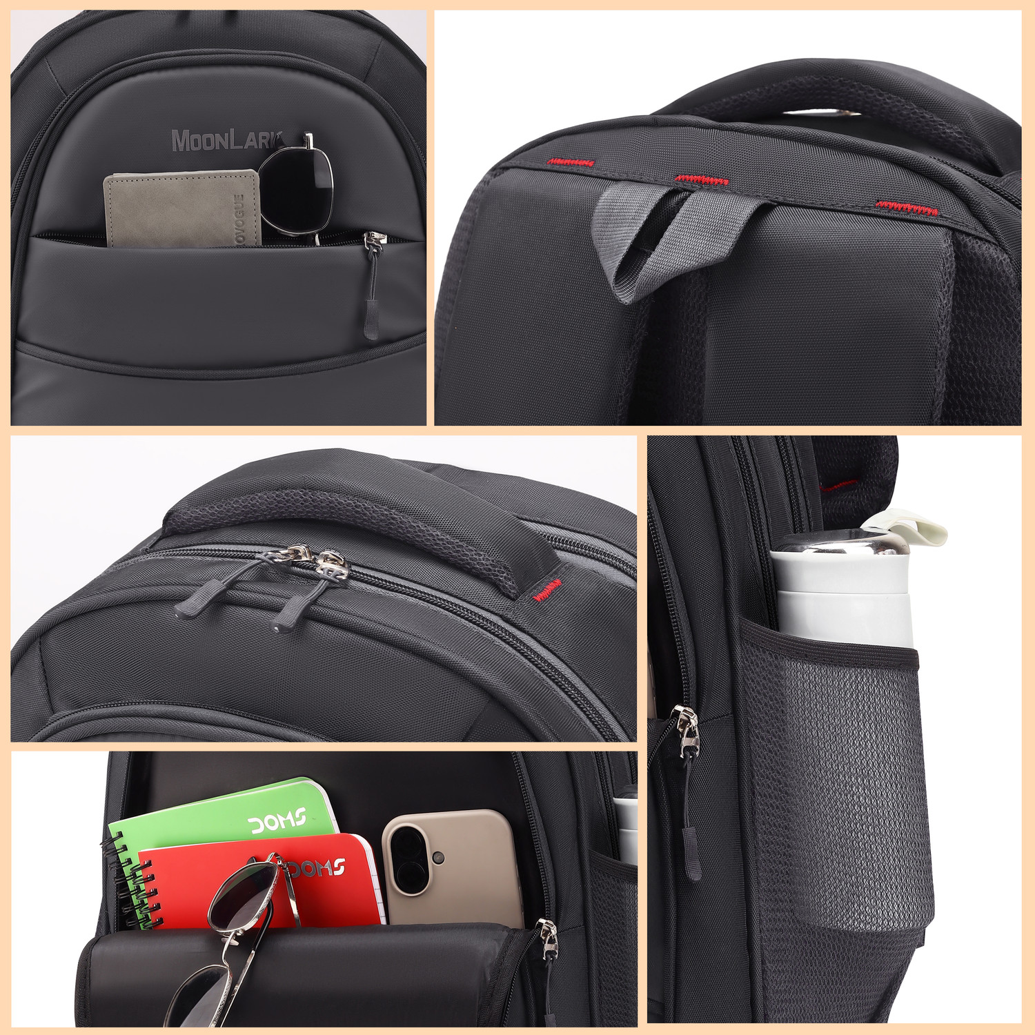 Image of MOONLARK Durable Waterproof Office Bag with Rain Cover & Smart Storage | Travel 35 L Laptop Backpack