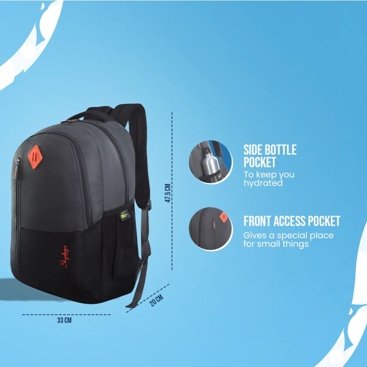 Image of SKYBAGS BPLEO3GRY 30 L Trolley Backpack