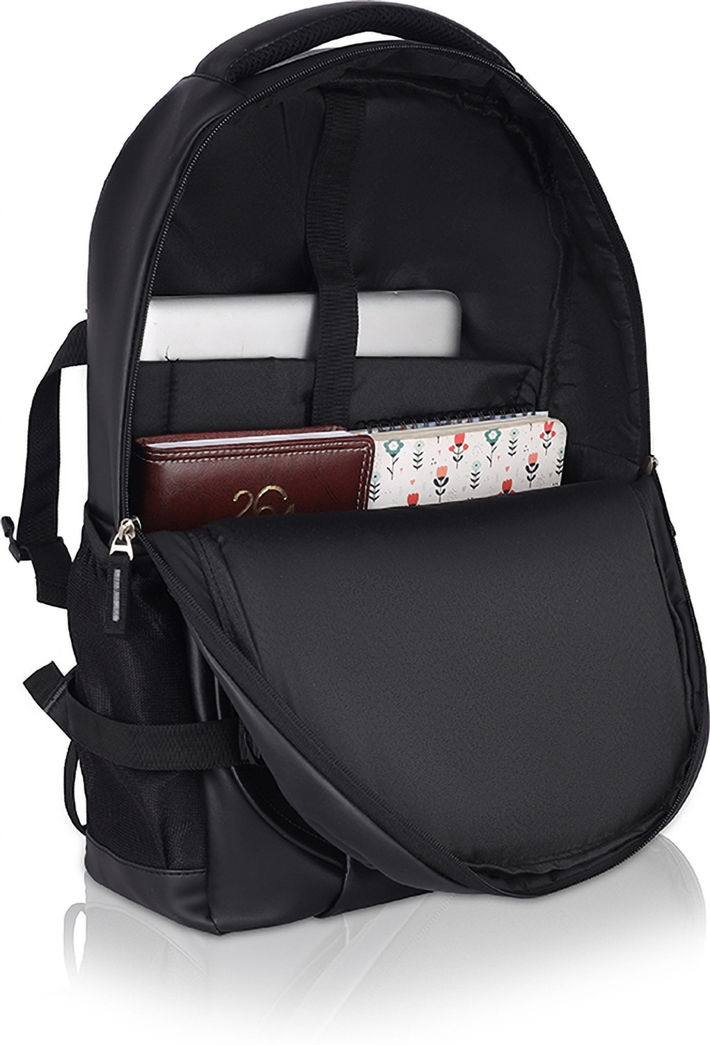 Image of ZERUS Leather Laptop Backpack Stylish Office College Travel Bag Water Resistant Waterproof School Bag (Black, 30 L)