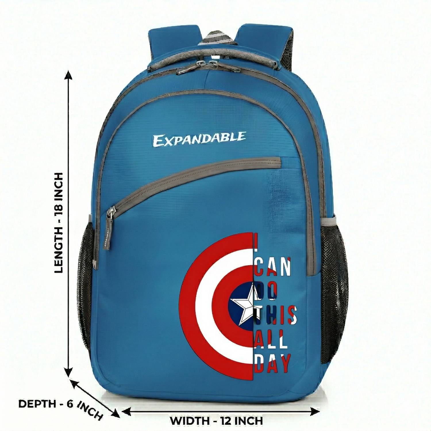 Expandable Captain America Shield Printed Backpack 25L - Image 4