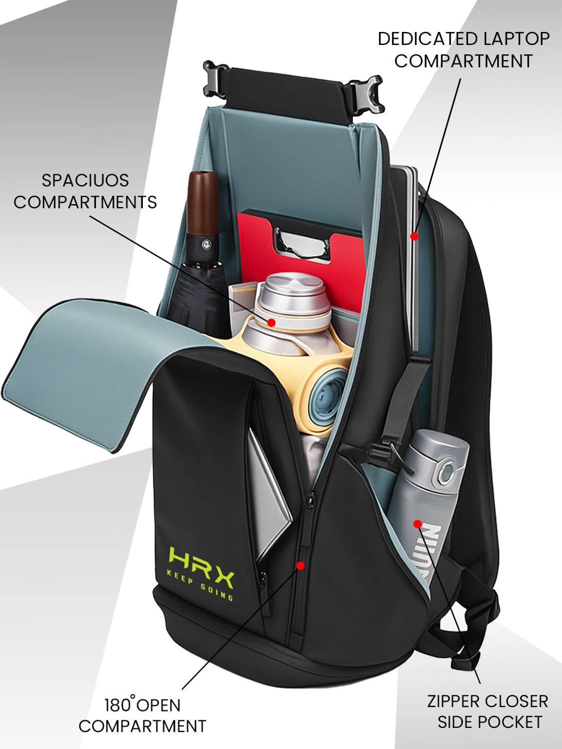 HRX 40L Keep Going Unisex Backpack - Image 4