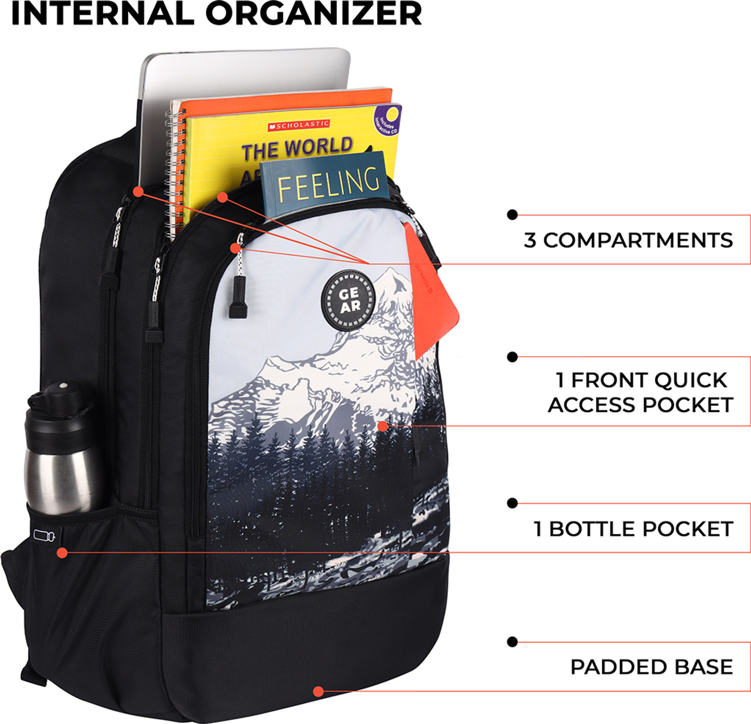 Image of Gear Large 39 L Backpack Alpine 19 inch Boys (Black)