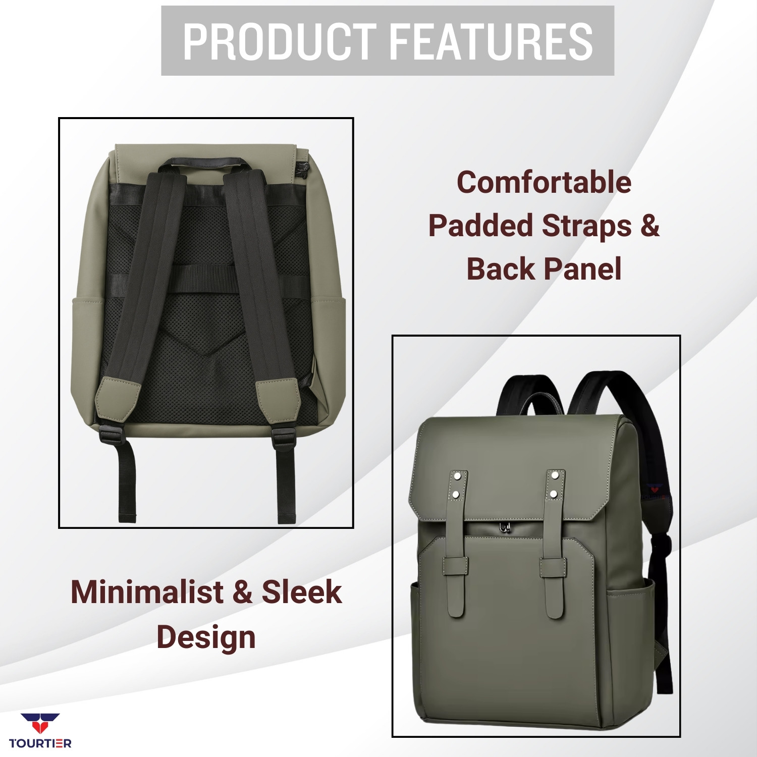 Image of TOURTIER Multipurpose Stylish PU Leather Backpack For Office, Collage, Casual Bag 20 L Laptop Backpack