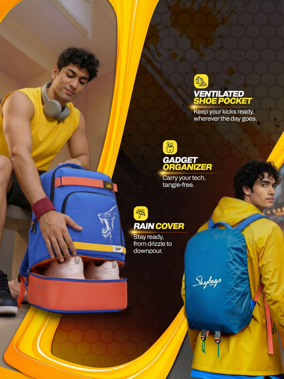 Image of SKYBAGS Namma 16.5 Inch Laptop Compatible with Tablet Sleeve, Shoe Pocket & Rain Cover 40 L Laptop Backpack