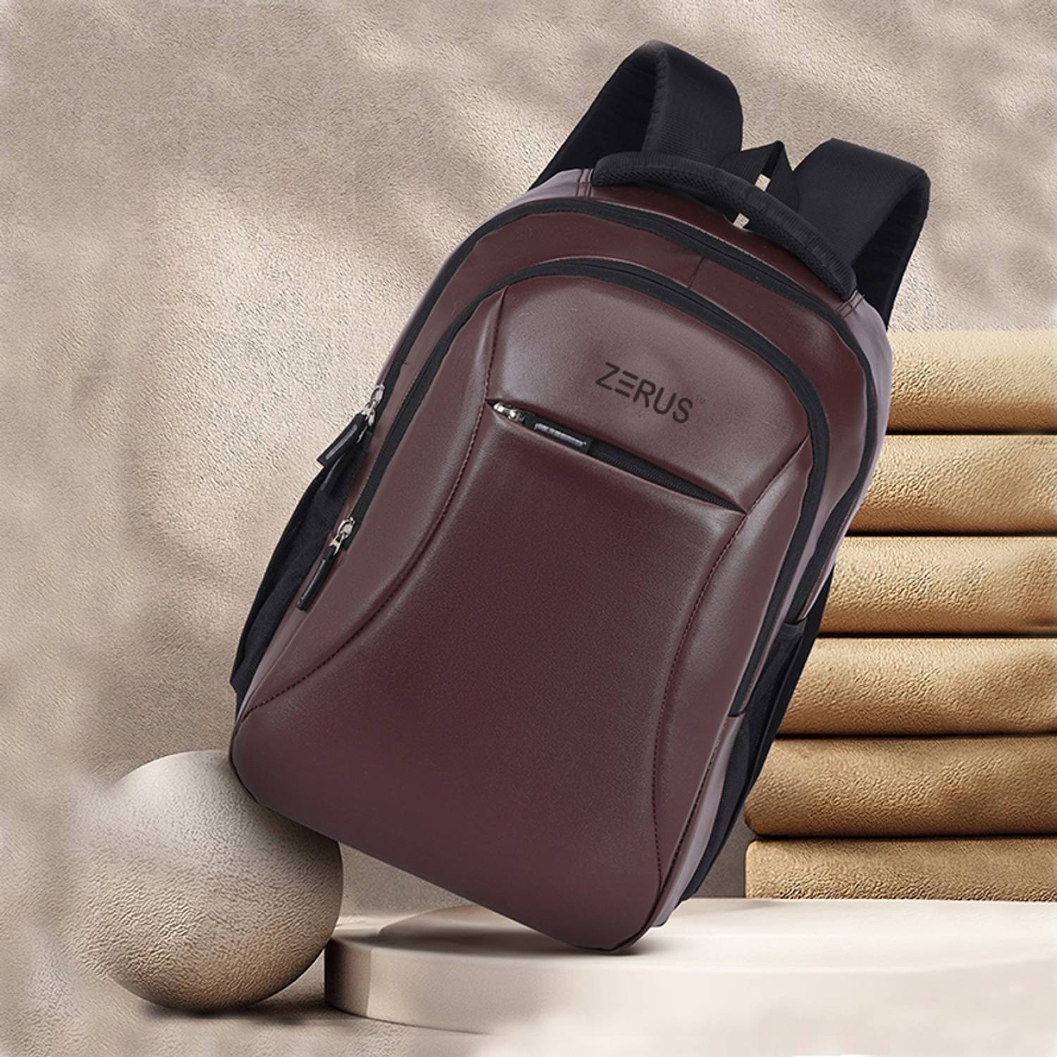 ZERUS PU Leather Laptop Backpack - Image 1