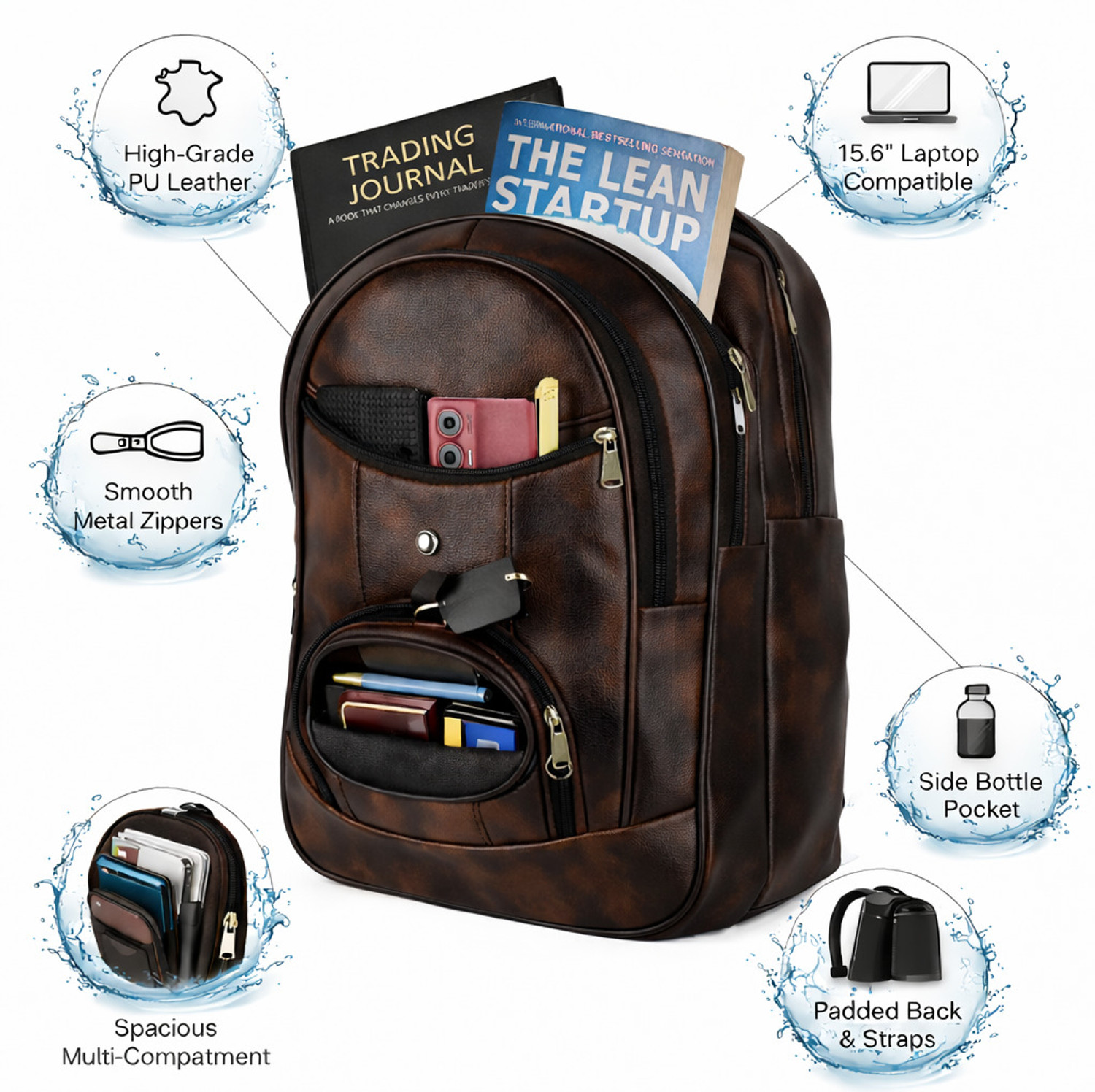 Image of Ronex Leatherette Waterproof Backpack For School Travel Office Going Boys And Girls 30 L Backpack