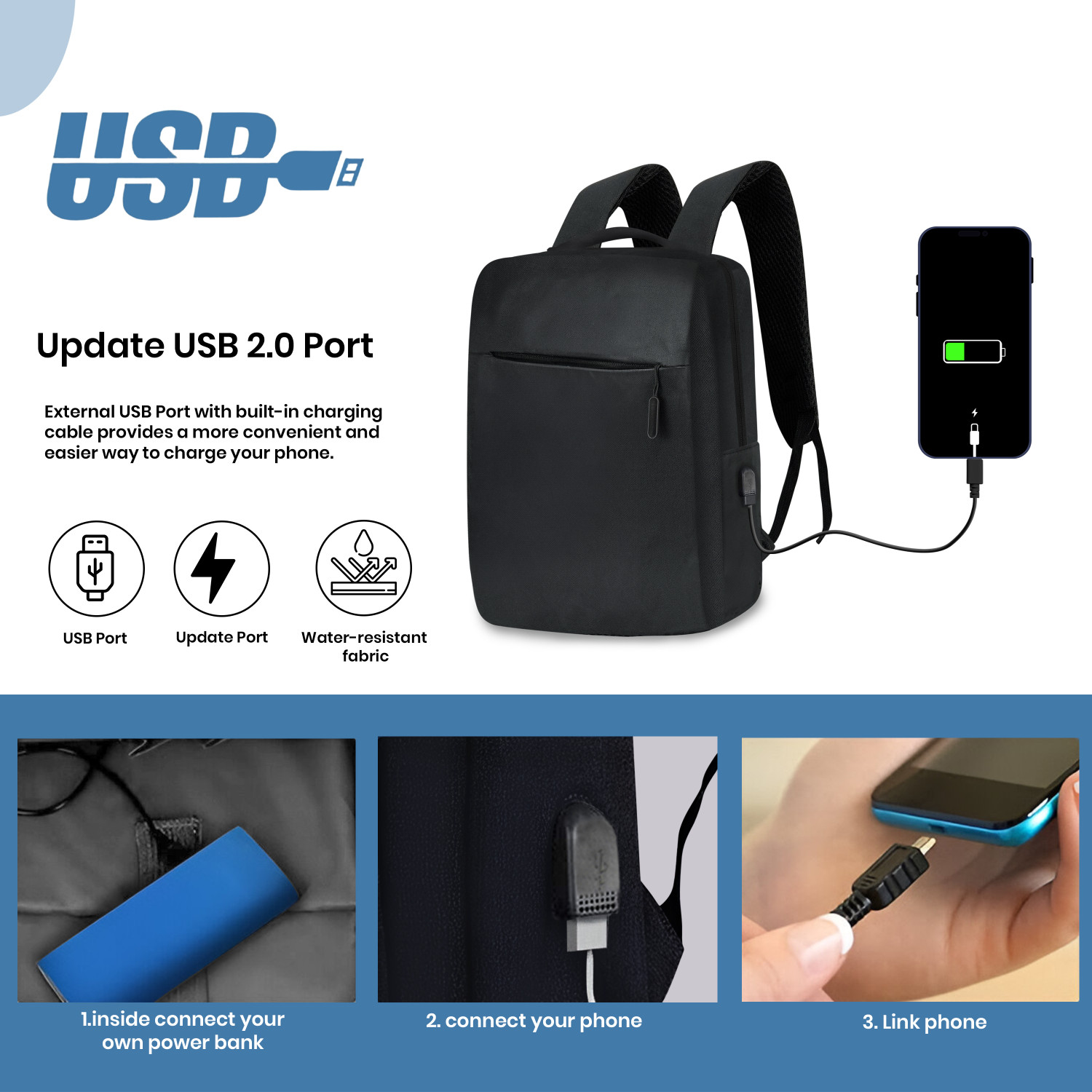 Image of STORITE Unisex Collage Bag with USB Port Durable Water Resistant Laptop Bag 11.31 L Laptop Backpack