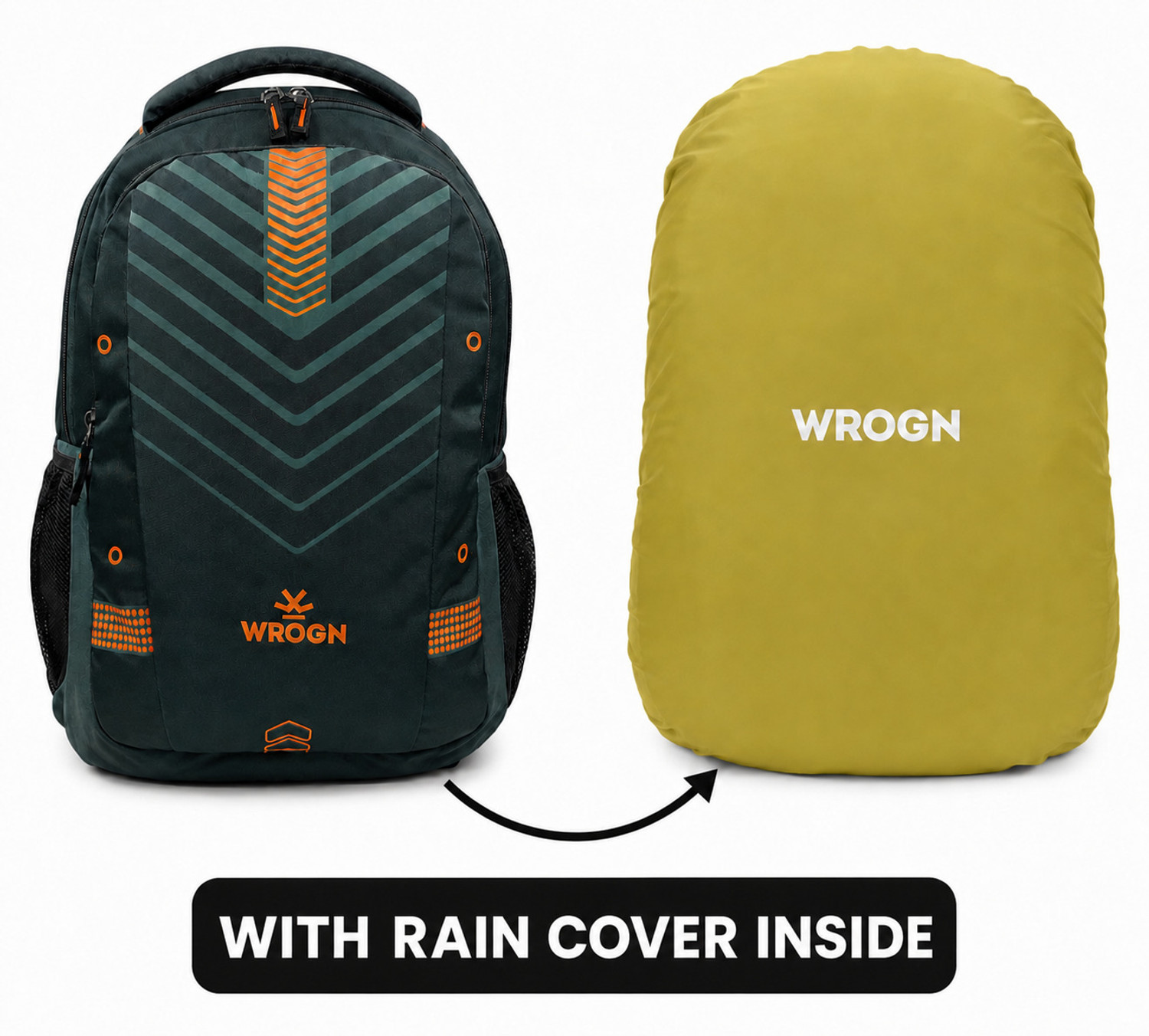 Image of WROGN Large 45 L Laptop Backpack Unisex Zipster with Rain Cover 45 L Laptop Backpack