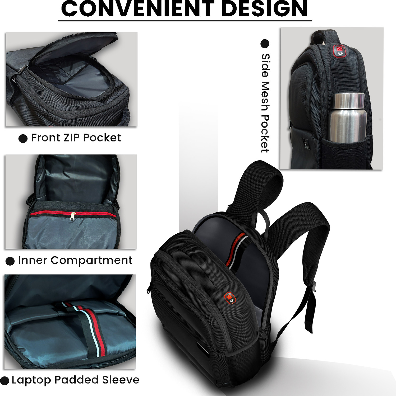 Image of REDHORNS Oxford Fabric Anti Theft Water Resistant 15.6 Inch Laptop Backpack for Unisex 25 L Laptop Backpack