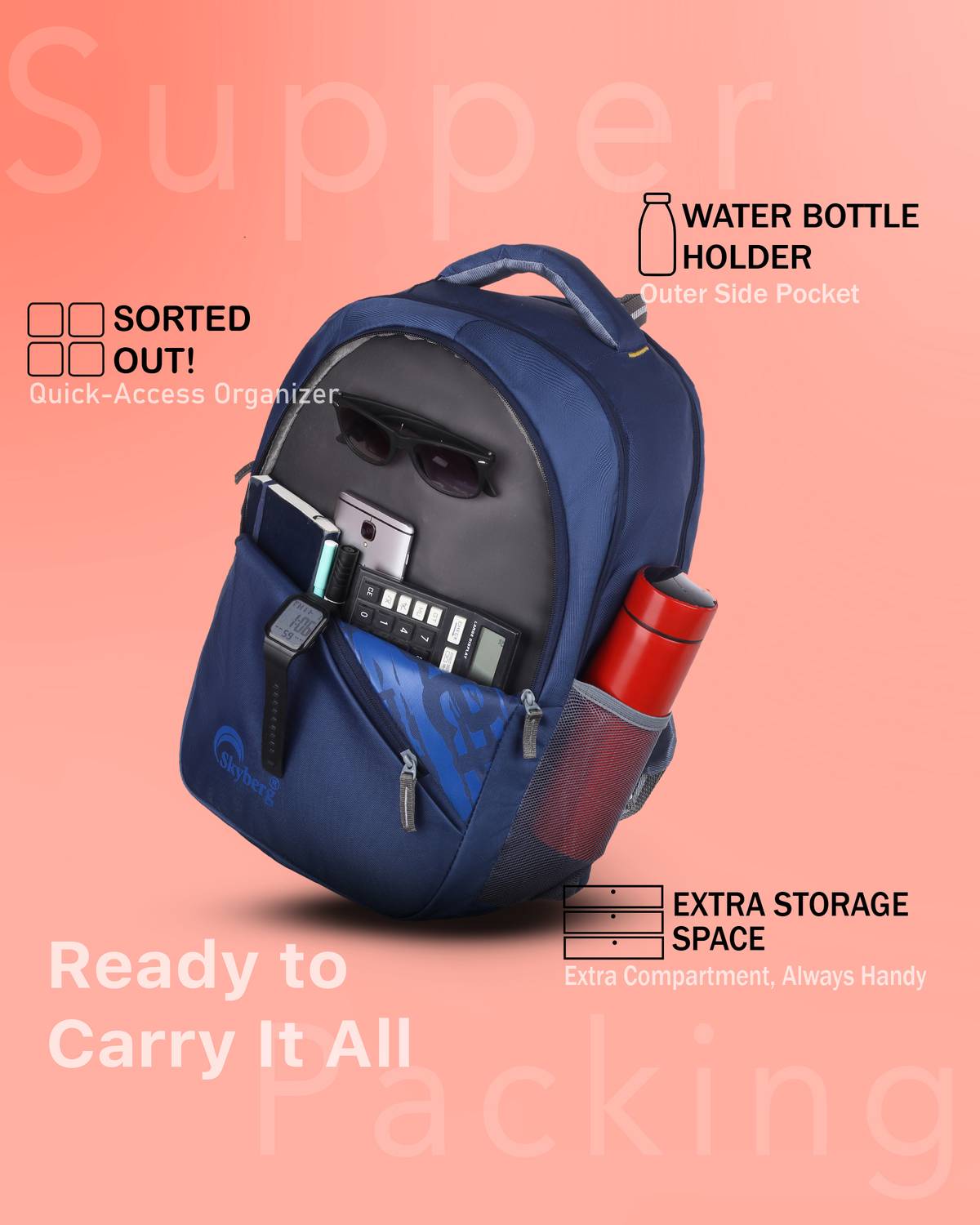 Skyberg 45L Waterproof Laptop Backpack Pack of 45 - Image 2