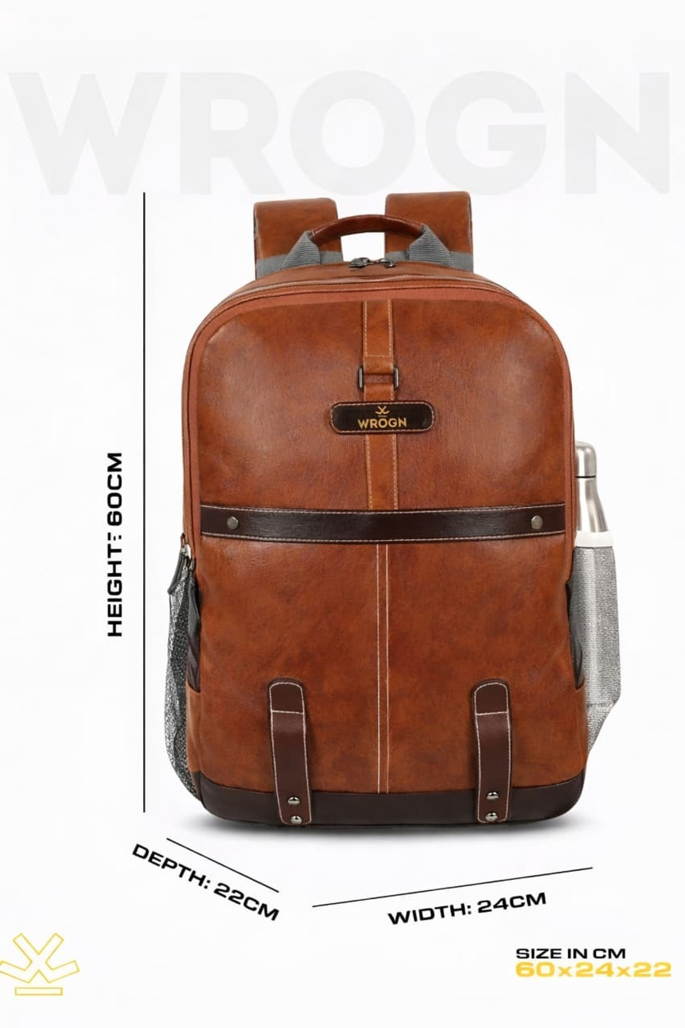 Image of WROGN Large 40L Laptop Backpack Leather Vintage without Anti Theft 40 L Laptop Backpack