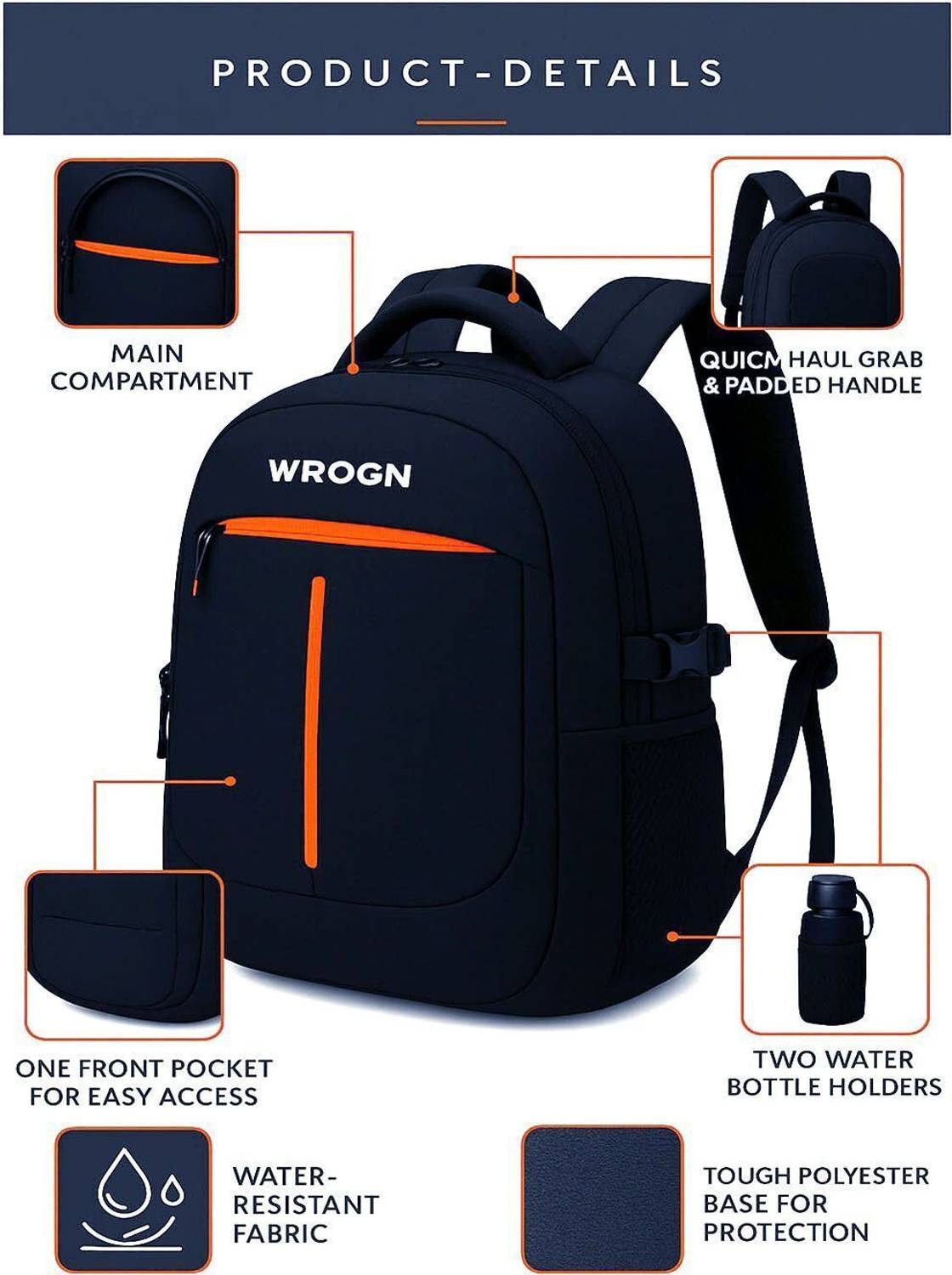 WROGN 35 Ltr Unisex Spacy Laptop Backpack Pack of 35 - Image 4
