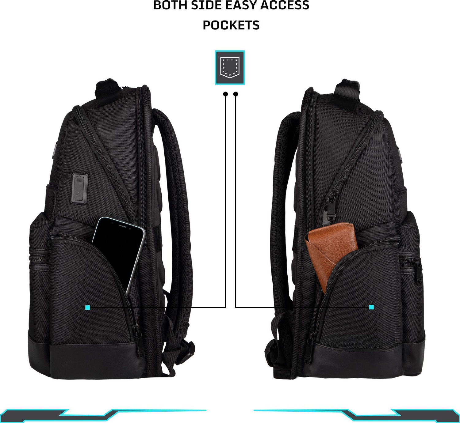 Image of F Gear Varello 23L Black Laptop Backpack | 17 inch Laptop, USB & Type-C Port 23 L Laptop Backpack