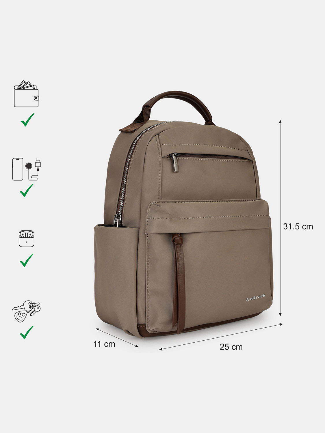 Image of Fastrack 8.66 L Backpack Urban Drift Nylon Backpack (Brown)