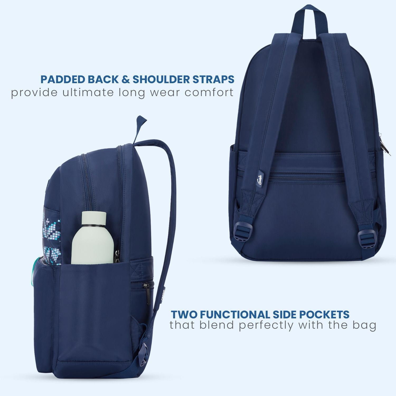 Image of Genie Gloria School Backpack For Girls- Navy Blue 27 L Backpack