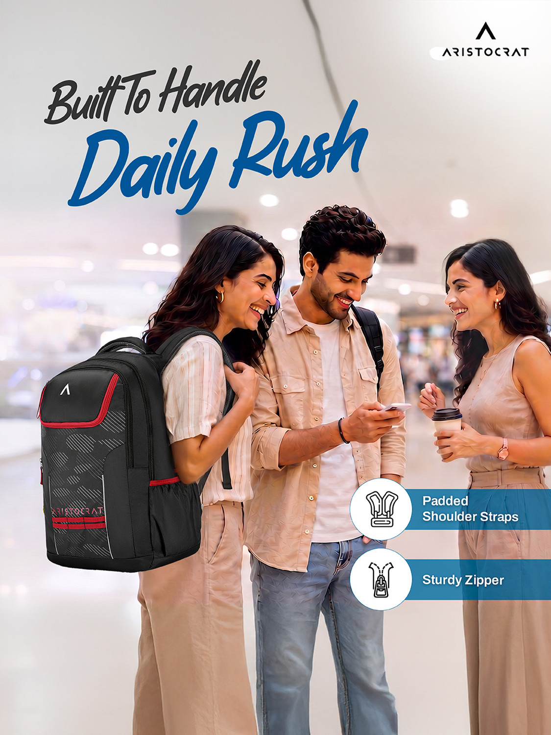 Image of ARISTOCRAT NRG Casual Backpack with 3 Specious Compartments and Quick-Access Front Pocket 42 L Backpack