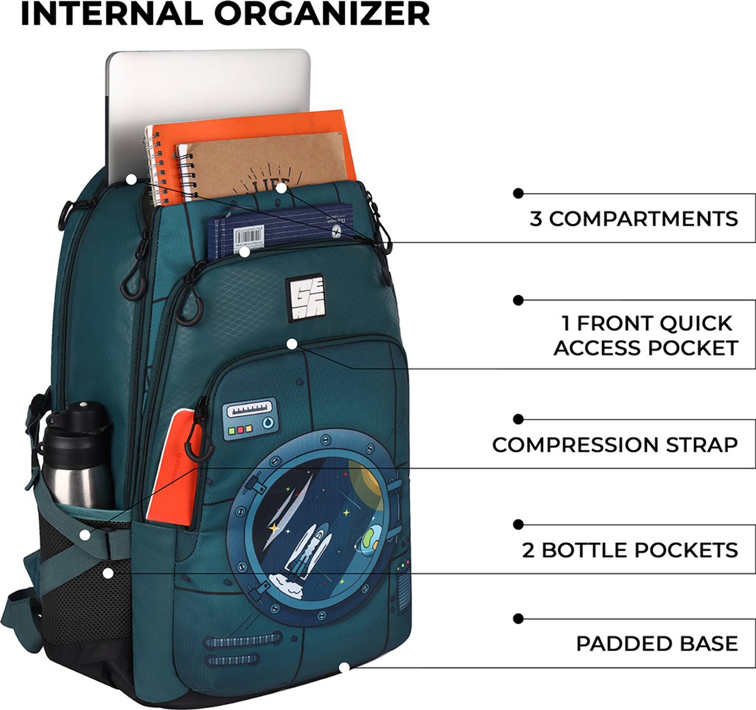 Gear Astronomer 19" Boys 37L Backpack Green - Image 3